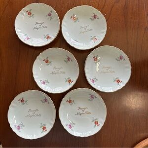 Set of 6 Souvenir of Niagara Falls Floral Gold Rim 4.25” Tea Plates
